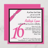 Einladung der 16 . Geburtstag in Rosa und Schwarz (Vorne/Hinten)