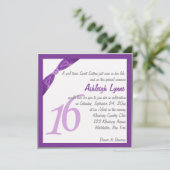 Einladung der 16 . Geburtstag zum Lila und weißen  (Stehend Vorderseite)