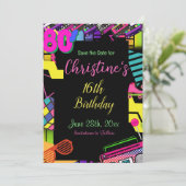 Einladung der 80er Jahre, zurück in die 80er Jahre (Stehend Vorderseite)