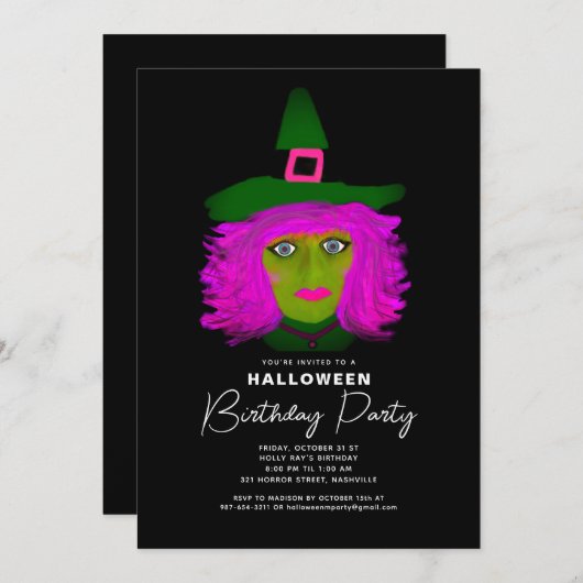 Einladung der Adult Halloween Geburtstagsparty (Vorne/Hinten)