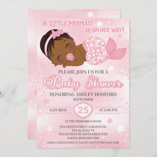 Einladung der Afroamerikanerin-Mädchendusche (Vorne/Hinten)