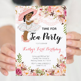 Einladung der Afroamerikanerin Tea Birthday Party