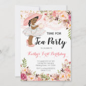 Einladung der Afroamerikanerin Tea Birthday Party (Vorderseite)