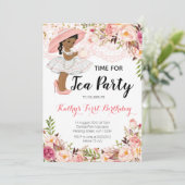 Einladung der Afroamerikanerin Tea Birthday Party (Stehend Vorderseite)