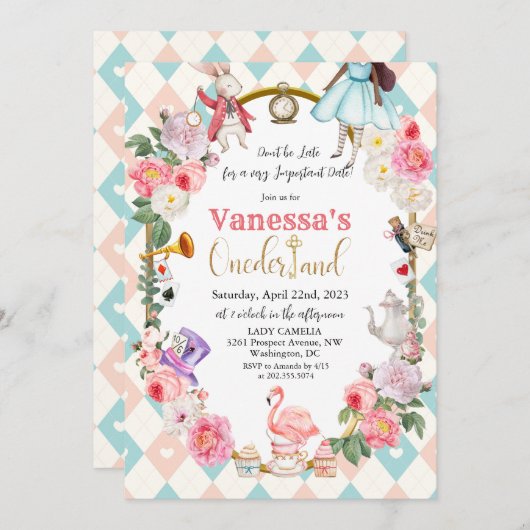 Einladung der afroamerikanischen Alice im Wunderla (Vorne/Hinten)