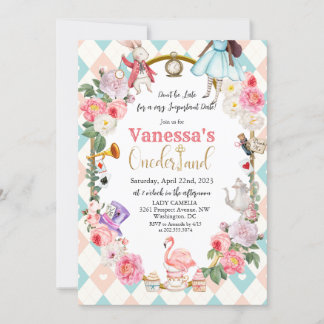 Einladung der afroamerikanischen Alice im Wunderla