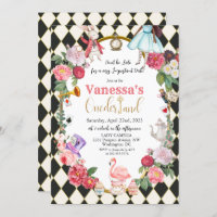 Einladung der afroamerikanischen Alice im Wunderla