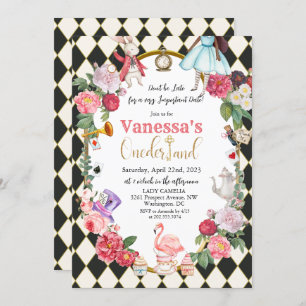 Einladung der afroamerikanischen Alice im Wunderla