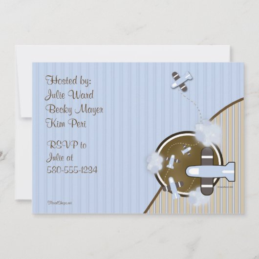 Einladung der Airplane Babydusche (Rückseite)