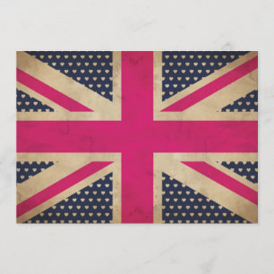 Einladung der alten Union Jack in Pink Flag