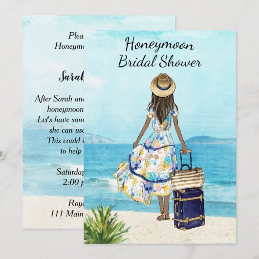 Einladung der American Beach Bridal Dusche (Vorne/Hinten)