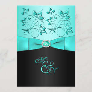 Einladung der Aqua und Black Floral II