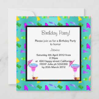 EINLADUNG DER aquamarinen Konfetti BIRTHDAY