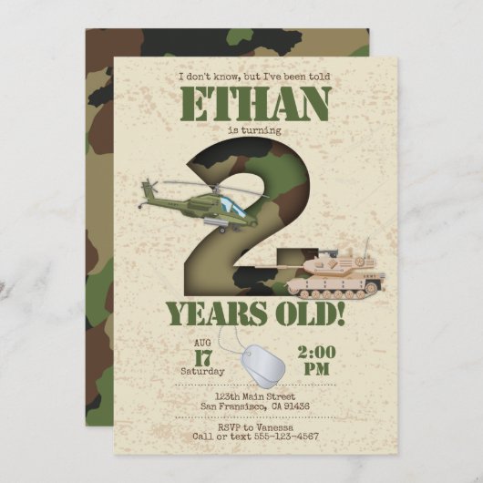 Einladung der Armee - 2. Geburtstag (Vorne/Hinten)