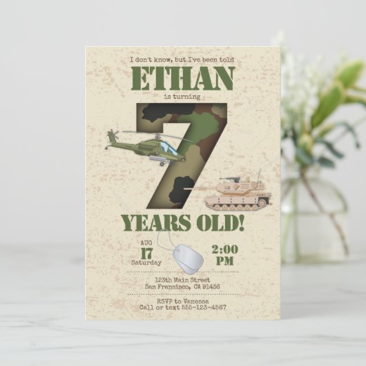 Einladung der Armee - 7. Geburtstag (Stehend Vorderseite)