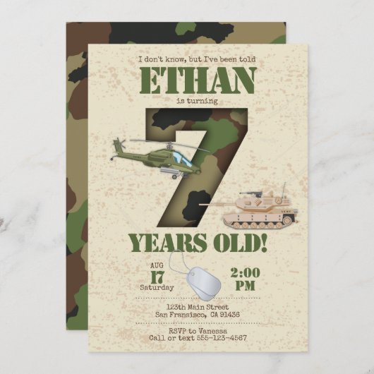 Einladung der Armee - 7. Geburtstag (Vorne/Hinten)