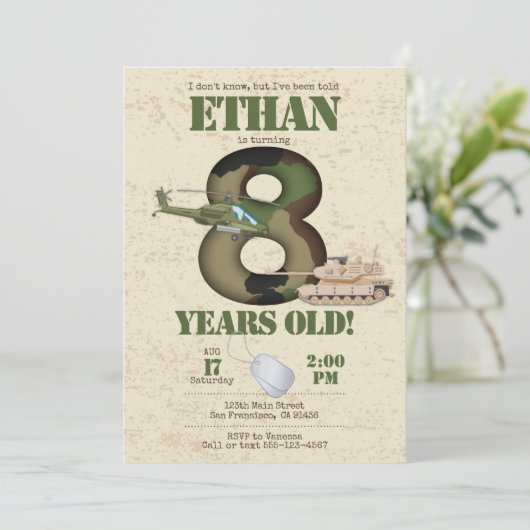 Einladung der Armee - 8. Geburtstag (Stehend Vorderseite)