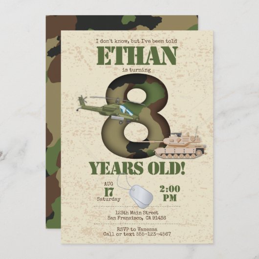 Einladung der Armee - 8. Geburtstag (Vorne/Hinten)