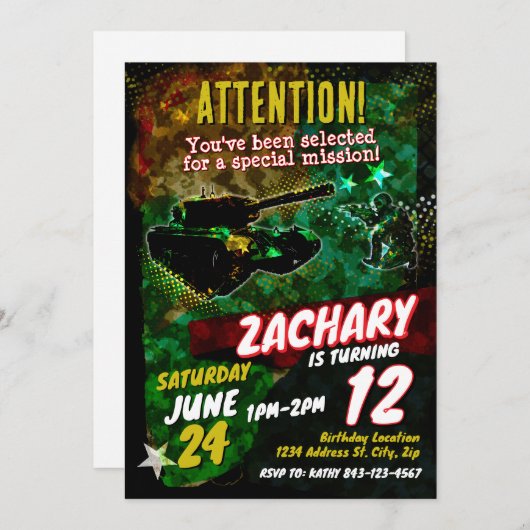 Einladung der Armee zum Geburtstag (Vorne/Hinten)