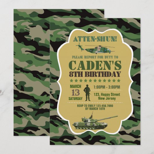 Einladung der Armee zum Geburtstag (Vorne/Hinten)