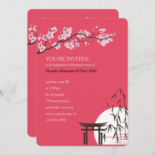 Einladung der asiatischen Sakura-Engagement-Partei (Vorne/Hinten)