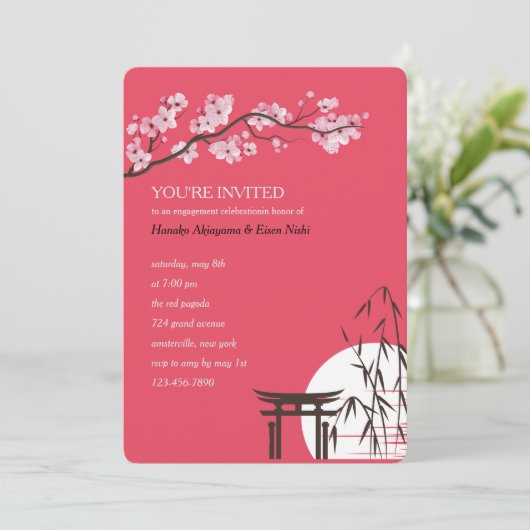 Einladung der asiatischen Sakura-Engagement-Partei (Stehend Vorderseite)