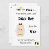 *~* Einladung der Baby Bee Niedlich Baby Boy Dusch (Vorne/Hinten)