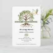 Einladung der Baby-Dusche "Family Tree Stork" (Stehend Vorderseite)