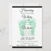 Einladung der Baby-Dusche "Grün" und "Schwarzer Ju (Rückseite)