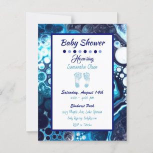 Einladung der Baby Dusche von Dark Blue Boy Postkarte