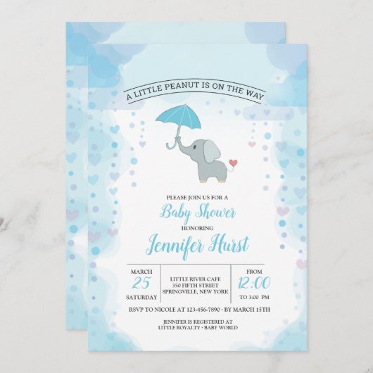 Einladung der Baby Elephant Dusche (Vorne/Hinten)