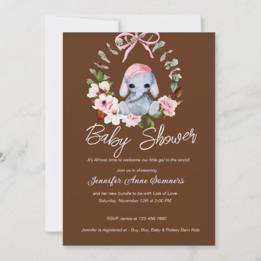 Einladung der Baby Elephant Dusche (Vorderseite)