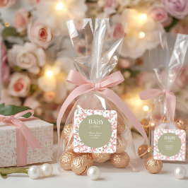 Einladung der Baby Green Baby Bloom Baby Dusche Quadratischer Aufkleber