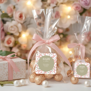 Einladung der Baby Green Baby Bloom Baby Dusche Quadratischer Aufkleber