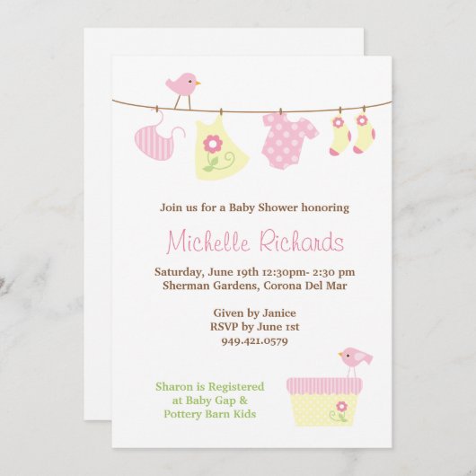 Einladung der Babydusche (Vorne/Hinten)