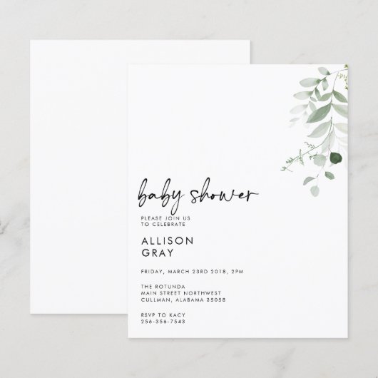 Einladung der Babydusche (Vorne/Hinten)