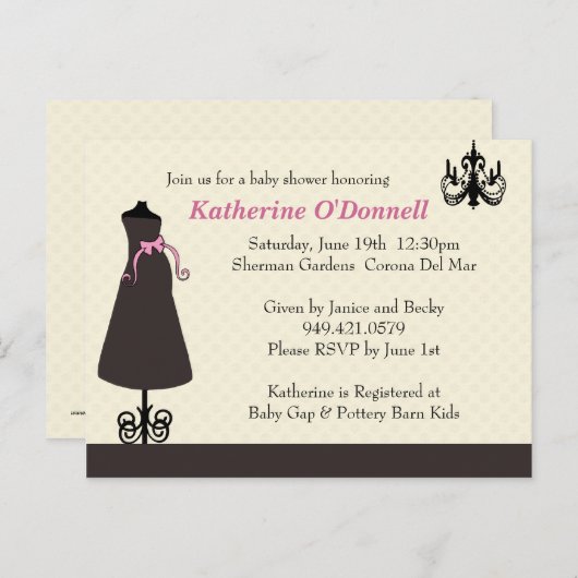 Einladung der Babydusche (Vorne/Hinten)