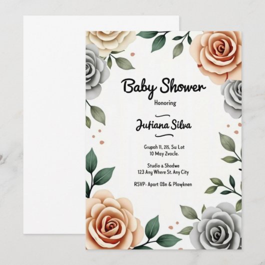 Einladung der Babydusche (Vorne/Hinten)