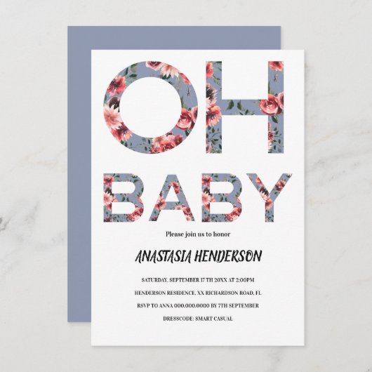 Einladung der Babydusche. (Vorne/Hinten)