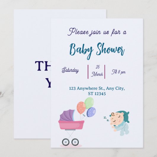 Einladung der Babydusche (Vorne/Hinten)