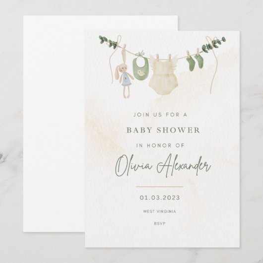 Einladung der Babydusche (Vorne/Hinten)