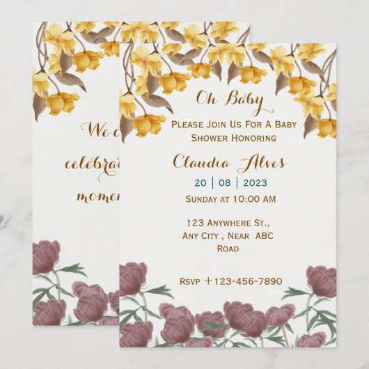 Einladung der Babydusche (Vorne/Hinten)