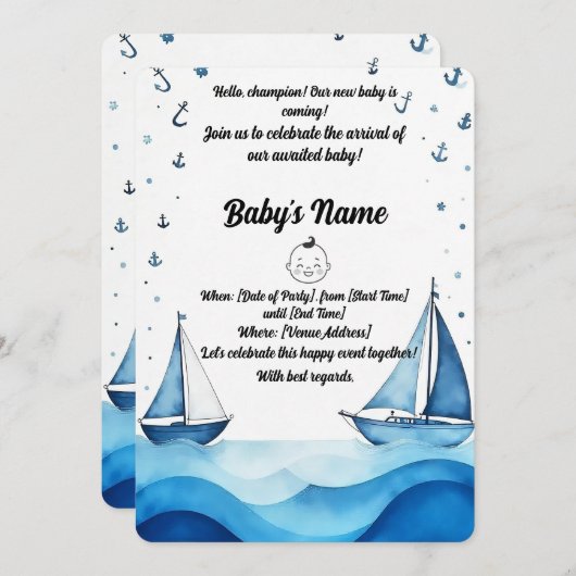 Einladung der Babydusche (Vorne/Hinten)