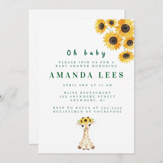 Einladung der Babydusche (Vorne/Hinten)