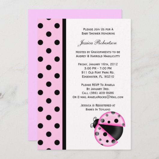 Einladung der Babydusche (Vorne/Hinten)