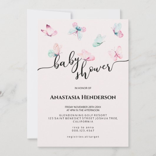 Einladung der Babydusche. (Vorderseite)