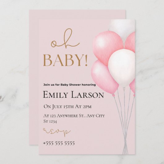 Einladung der Babydusche (Vorne/Hinten)