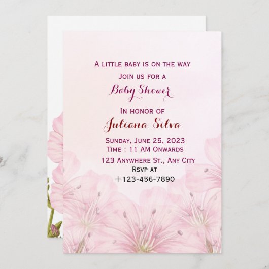 Einladung der Babydusche (Vorne/Hinten)