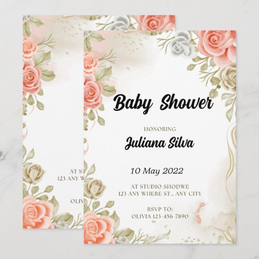 Einladung der Babydusche (Vorne/Hinten)