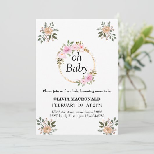 Einladung der Babydusche (Stehend Vorderseite)